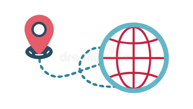 global route tracking map pin icon vector design generative ai conceptual flat illustration globe connected dotted 416471741
