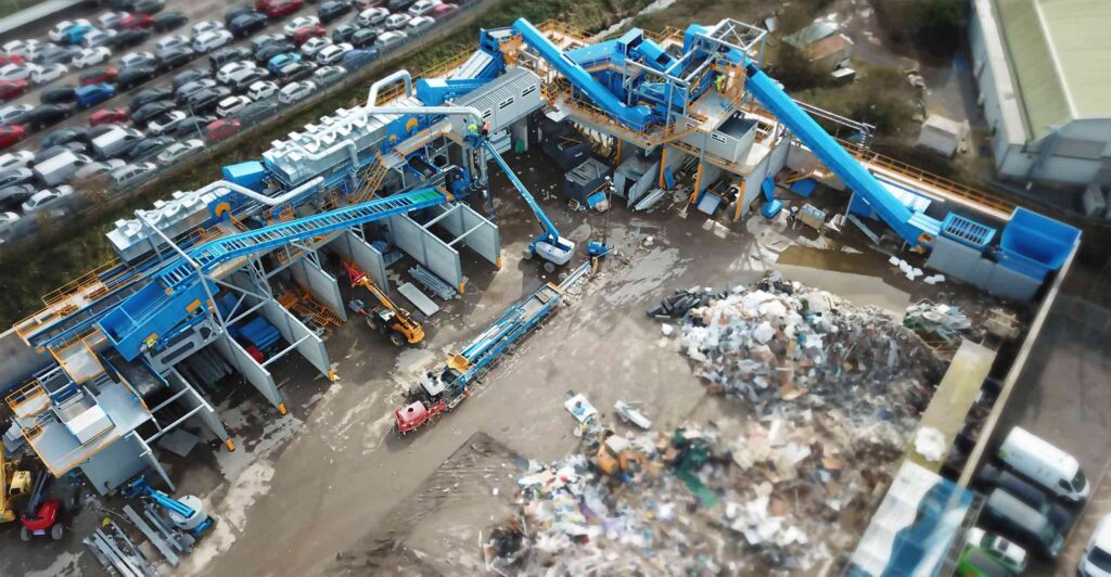 recycling center drone image